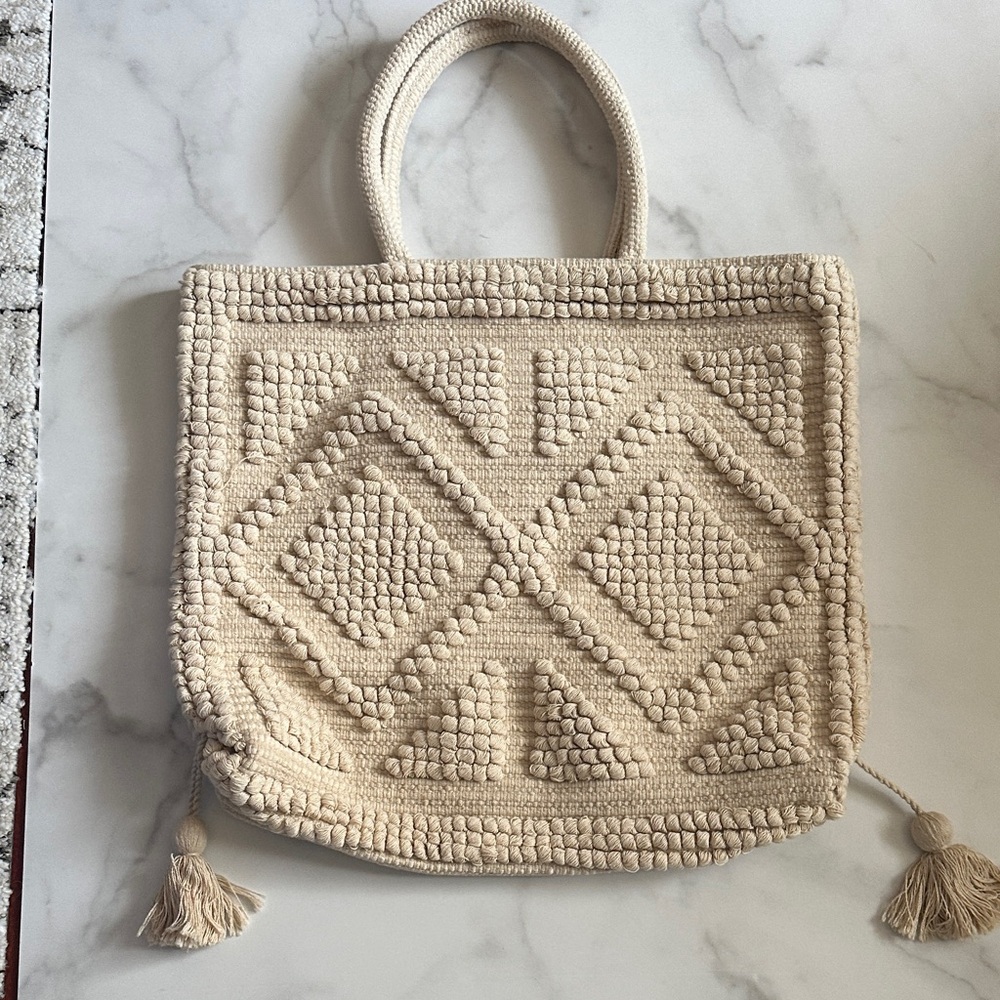 Monserat De Lucca Cream Textured Tote